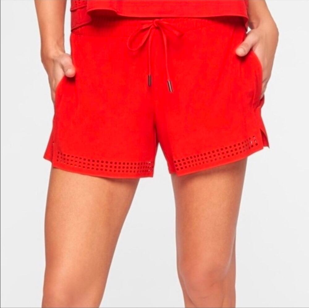 Athleta Laser Cut Running Shorts Red Women's Size 10